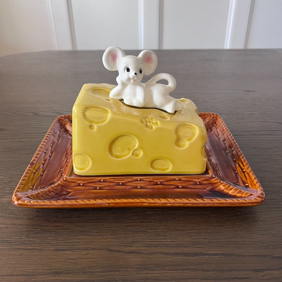 Vintage Mouse On A Cheese Slice Covered Dish Tray Plate with Lid 3D Japan - Picture 14 of 15